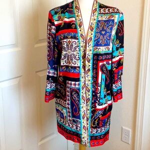 ALICE + OLIVIA KOKO PAISLEY KIMONO CARDIGAN PATCHWORK PRINTED XS-S PAISLY